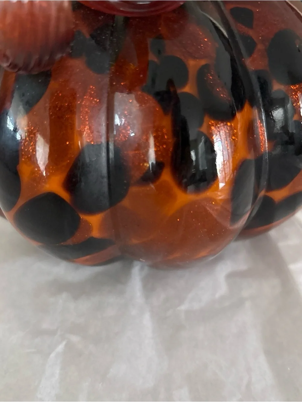Handblown Glass Brown With Black Spots colored Pumpkin